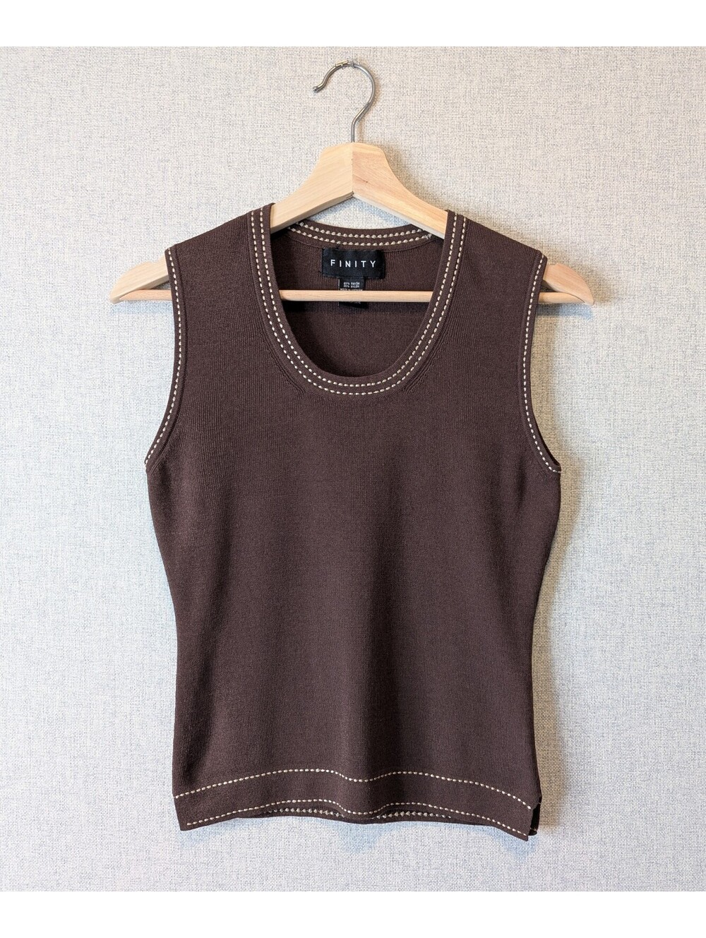 Vintage 00s chocolate brown stretch contrast stitch tank top
